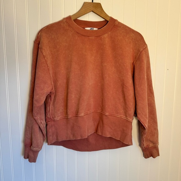 JoyLab Women’s Salmon Pink Cropped Crewneck Bleach Spattered Sweater Size XS - Picture 1 of 11